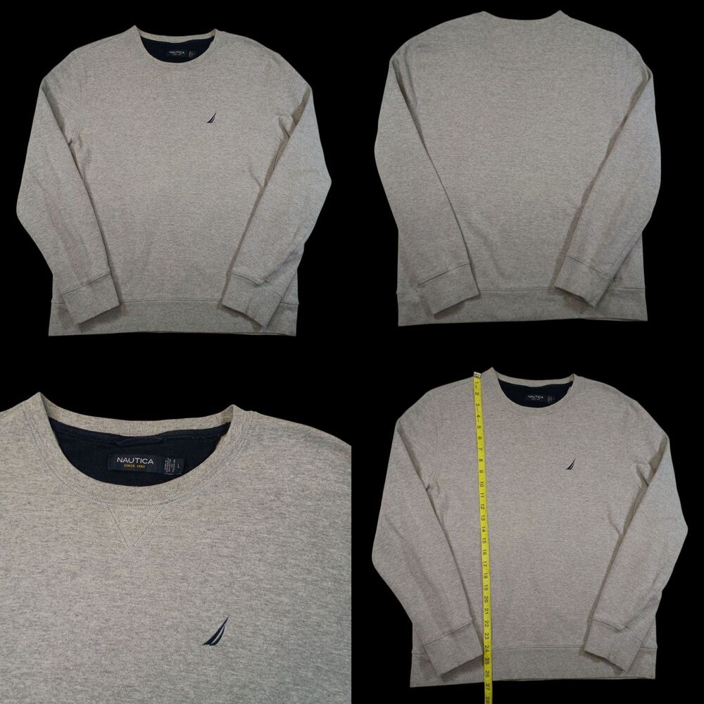 Nautica Men's Embroidered Logo Gray Pullover Sweatshirt Size L